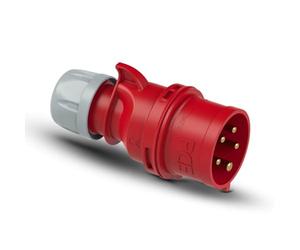 PC Electric 025-6 Shark Prise CEE 5 Broches 32A IP44 400V Triphasé | Fiche de type européenne avec bornes à vis, boîtier PA6 robuste et contacts en laiton pour usage industriel fiable.