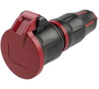 PC Electric 24712-sr Fiche électrique femelle avec terre caoutchouc, PA6 250 V noir, rouge IP54