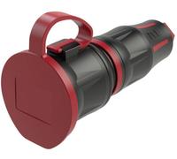 PC Electric 24731-src Fiche électrique femelle avec terre caoutchouc, PA6 250 V noir, rouge IP54