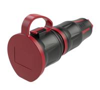 PC Electric 24731-src Fiche électrique femelle avec terre caoutchouc, PA6 250 V noir, rouge IP54