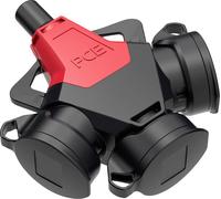 PC Electric 253711-sr Adaptateur triple caoutchouc 250 V rouge IP54