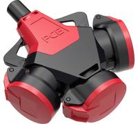 PC Electric 253722-sr Adaptateur triple Tout caoutchouc 250 V rouge IP54