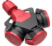 PC Electric 253812-src Adaptateur triple caoutchouc 250 V rouge IP54