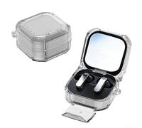 PC et coque de protection pour Galaxy Buds 4 Pro avec couverture à 360 degrés et béquille pour une utilisation mains libres fiable (gris transparent)