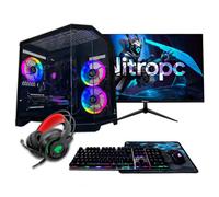 NitroPC - Pack Silver Plus | PC Gamer Complet (AMD Ryzen 5 5500 4.2GHz, RTX 3050 8Go, 16Go RAM, M.2 1To, Windows 11 PRO, RGB | WiFi écran 24" clavier souris, casque) Ordinateur de bureau Gaming (Noir)
