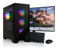 HYPER BYTE - PC Gaming - Kit Complet avec AMD Ryzen 7 5700G | Vega 8 | 16 Go DDR4 RAM | SSD 1 to | Watercooling | Moniteur/Ecran 25 Pouces | Souris & Clavier | AZERTY | Win11 Pro | Ordinateur Pack