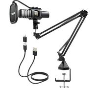 PC Gaming Condenser USB Microphone Podcast Mic Kidney Character Microphone with Spider Popfilter Filter Arm,for Youtube Twitch Streaming Recording,TC30+