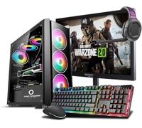 PC Gaming Ordinateur de Bureau Fixe i7 - SSD 1 to - RAM 64 Go - Arc 750 8 Go GDDR6 - Moniteur 27" Windows 11 Pro - WiFi USB - HDMI et VGA - sans Fil - Bureau Internet Scolaire
