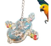 PC Parrot Aerial Foraging Ring Spinner Toy with Treat Box | 6.9x5.9 inch Durable Chew Cage Accessory | Interactive Medium Bird Enrichment Plaything | Hanging Puzzle Dispenser for Cockatiels Conures