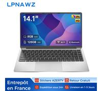 PC Portable 14.1" Ultra-Mince, Ordinateur Portable Pas Cher 8Go RAM 128Go SSD, Intel Config Entrée de Gamme, Idéal Télétravail Étudiant Maison, Rapport Qualité-Prix Laptop, Clavier AZERTY, Expédition