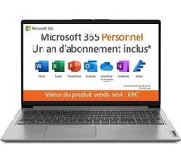 PC Portable LENOVO IdeaPad 1 15IGL7 | Windows 11 + 1 an Office - 15,6 FHD - Celeron N4500 - RAM 4 Go - Stockage 128Go - AZERTY