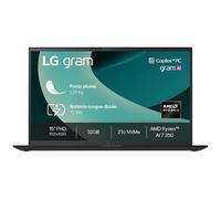 LG PC portable Gram 15 15Z80T-G.AU8BF 15" Copilot+ Ryzen AI 7 32 Go 2 To SSD Noir Obsidien