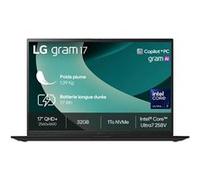PC portable LG Gram 17 17Z90TL-G.AU88F 17" Copilot+ Intel® Core™ Ultra 7 32 Go RAM 1 To SSD Noir Obsidien