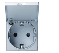 HAGER (AUT.+REST) WXF165T Gallery Schuko 16A avec tapa Aluminio Power Type, Multicolore