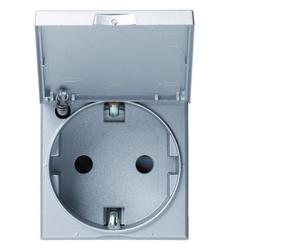 PC Schuko couvercl 2P+T titane - APPAREILLAGE MURAL GALLERY HAGER WXF165T