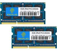 PC3-8500 8GB Kit (2x4GB) DDR3 1066MHz Sodimm 2RX8 DDR3 1066 MHz PC3-8500S 1.5V CL7 RAM Memory for Laptop