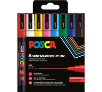 Pochette 8 marqueurs POSCA - PC3M - Couleurs basiques - Pointe fine - 0,9-1,3mm