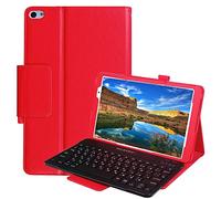 Pcatec Huawei MediaPad MediaPad T2 10.0 Keyboard Cover - [NEUF amovible Version] détachable caché clavier Bluetooth sans fil Muti-angle Folio Étui en cuir PU Smart Cover pour Huawei MediaPad T2 10.0/Pro 25,7 cm Tablette Red
