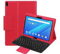 Pcatec Lenovo Tab 4 10 Plus/Lenovo Tab 4 10 Coque clavier détachable - [New Version] détachable caché clavier Bluetooth sans fil Muti-angle Folio Étui en cuir PU Smart Cover pour Lenovo Tab 4 10 Plus/Lenovo Tab 4 10 Red