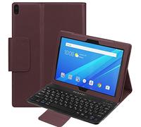 Pcatec Lenovo Tab 4 10 Plus/Lenovo Tab 4 10 Coque clavier détachable - [New Version] détachable caché clavier Bluetooth sans fil Muti-angle Folio Étui en cuir PU Smart Cover pour Lenovo Tab 4 10 Plus/Lenovo Tab 4 10 marron