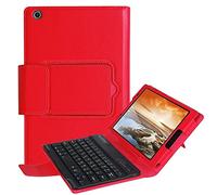 Pcatec Lenovo Tab3 8/Tab 2 A8-50 Housse de clavier détachable - [New Version] détachable caché clavier Bluetooth sans fil Muti-angle Folio Étui en cuir PU Smart Cover pour Lenovo Tab 3 8 (TB3-850 F/TB3-850 m)/Tab 2 A8-50 20,3 cm Tablette Red