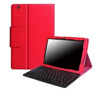 Pcatec Sony Xperia Z4 Tablette détachable de 25,7 cm de couvercle de clavier - [New Version] détachable caché clavier Bluetooth sans fil Muti-angle Folio PU Cuir Smart Cover pour Sony Xperia Z4 Tablette 25,7 cm Tablette Red