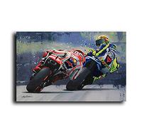 PCCASEWIND Impressions sur Toile,Watercolor Oil Prints Valentino Rossies Poster Motorcycle Canvas Painting Posters Print Wall Art Picture for Living Room, 50X70Cm sans Cadre Photo