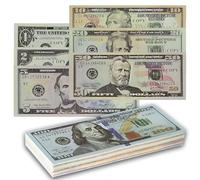 PCCMOT COS 280 Props Money Dollar- Copy- Faux Billets Cinema - Dollars Américains Billets -Billet Factice Dollars Fake Money pour Les Jeux Enfants Décoration Festive- 40 x1$,2$,5$, 10$,20$, 50$,100$