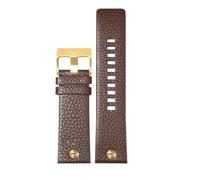 PCCWBCPJC Bracelet de montre en cuir for hommes, Compatible avec Diesel DZ7257 DZ4323 DZ7348 DZ7313 DZ7312 DZ7350, grand cadran riveté en cuir de vache(Brown gold buckle,26mm)