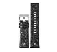 PCCWBCPJC Bracelet de montre en cuir for hommes, Compatible avec Diesel DZ7257 DZ4323 DZ7348 DZ7313 DZ7312 DZ7350, grand cadran riveté en cuir de vache(Black silver buckle,30mm)