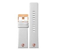 PCCWBCPJC Bracelet de montre en cuir for hommes, Compatible avec Diesel DZ7257 DZ4323 DZ7348 DZ7313 DZ7312 DZ7350, grand cadran riveté en cuir de vache(White rose gold,22mm)