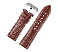 PCCWBCPJC Compatible avec Panerai 1940 Bracelet en cuir crocodile PAM441 PAM111 AM01274 1135 1144 1313 Grand bracelet de montre for homme 22 mm 24 mm 26 mm(Brown-silver,26mm)