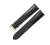 PCCWBCPJC Une variété de styles disponibles Bracelet de montre crocodile noir marron compatible avec le bracelet de montre en cuir Cartier Solo 17 20 22 24 25 mm(Black-Golden-Z4,22mm)