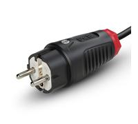 PCE 0521-sr Fiche électrique mâle avec terre caoutchouc, Thermoplastique 250 V noir, rouge IP54