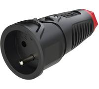 PCE 2410-sr Fiche électrique femelle avec terre caoutchouc, plastique 230 V noir IP20