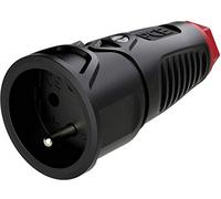 PCE 2410-sr Fiche électrique femelle avec terre caoutchouc, plastique 230 V noir IP20