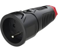 PCE 2410-src Fiche électrique femelle avec terre plastique, caoutchouc 230 V noir IP20