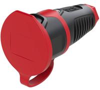 PCE 2411-src Fiche électrique femelle avec terre caoutchouc, plastique 230 V noir, rouge IP54