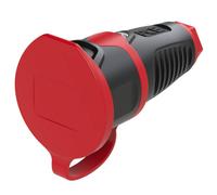 PCE 2411-src Fiche électrique femelle avec terre caoutchouc, plastique 230 V noir, rouge IP54