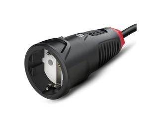 PCE 2510-sr Taurus2 Coupleur Schuko en Caoutchouc IP20 - Connecteur 16A | Raccord robuste pour cable et rallonge, prise 250V a 2 broches, contact de protection ideal pour l'interieur