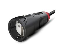 PCE 2510-sr Taurus2 Raccord en caoutchouc IP20 (noir/rouge) I Coupleur Schuko I Coupleur de contact de protection | Connecteur en caoutchouc robuste | Prise Schuko pour câble et rallonge