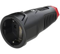 PCE 2510-src Fiche électrique femelle avec terre plastique, caoutchouc 230 V noir IP20