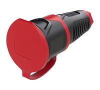 PCE 2511-sr Fiche électrique femelle avec terre caoutchouc, Thermoplastique 250 V noir, rouge IP54