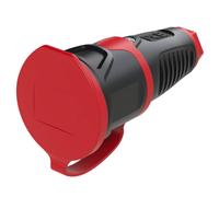PCE 2511-src Fiche électrique femelle avec terre caoutchouc, plastique 230 V noir, rouge IP54