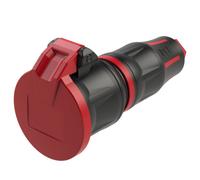 PCE 25712-sr Fiche électrique femelle avec terre 250 V noir/rouge IP54