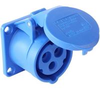 Pce - 313-6 - 16A 230V 3P Prise Industrielle Montée Sur Panneau, IP44, Bleue