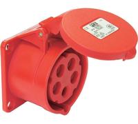 PCE - 325-6 - 32a 400v 5p Monté sur Panneau Cee Prise Industrielle, Ip44, Rouge