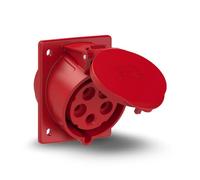 PCE 425-6tt Prise supplémentaire CEE coudée 32 A 5p 6h IP44/IP54 TT I Prise murale CEE 32 A rouge I Prise industrielle avec technique de raccordement sans vis, protégée contre les projections d'eau