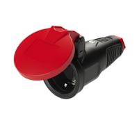 PCE Schutzkontaktkupplung IP54 en caoutchouc plein + couvercle rabattable 16A / 250V AC / 3p (2P+E) Quantité:1