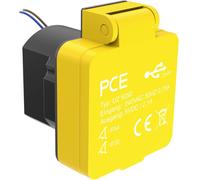PCE U25050 Prise de courant en saillie avec sortie de charge USB IP54 jaune